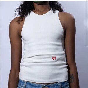NWOT Bstroy b).eater Tank Top  White Sleeveless Ribbed Top women’s Large